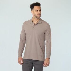 Men's Vustra Driftwood Polo Size L Long Sleeve Casual NWT 100% Organic Cotton